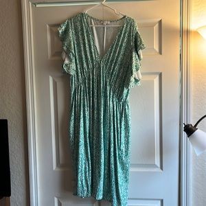 Green and White Dress